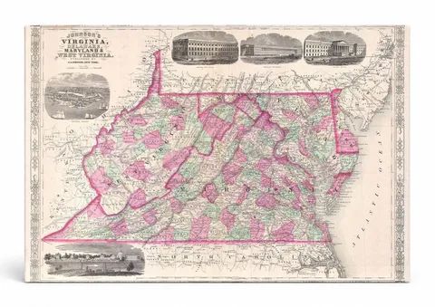 Johnson's Map of Virginia, Delaware, Maryland and West Virginia (1864)