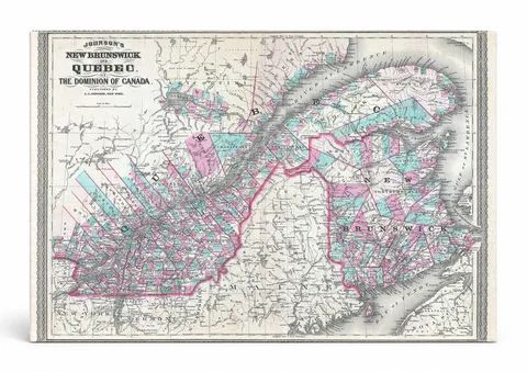 Johnson's Map of New Brunswick and Quebec (1870)