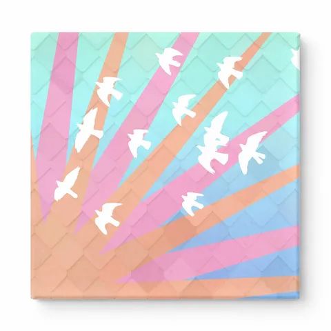Birds in Flight Pastel Rays