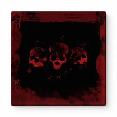 Three Skulls in Red
