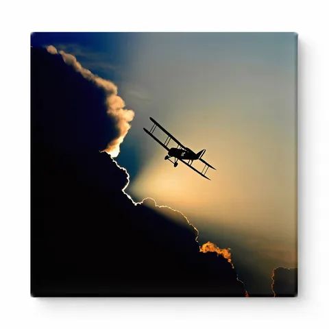 Biplane Silhouette at Sunset