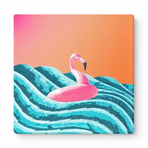 Flamingo Float on Waves