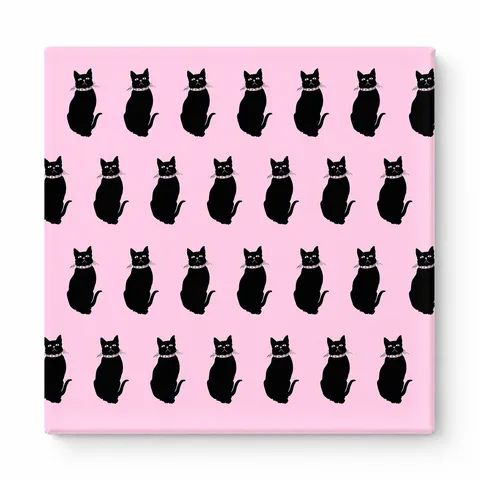 Black Cats on Pink Pattern