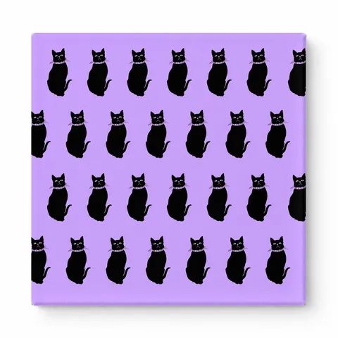 Black Cats on Purple Pattern
