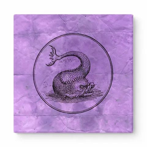Sea Creature Engraving on Purple