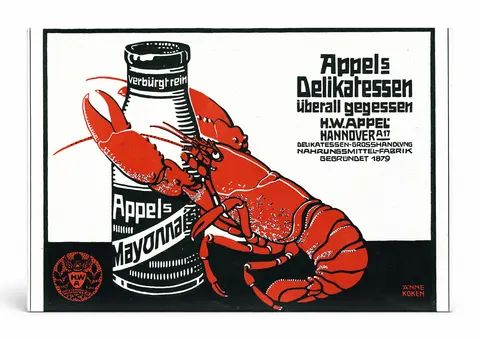 Appels Mayonnaise Lobster 1910s - Vintage German Advertising Poster Wall Art