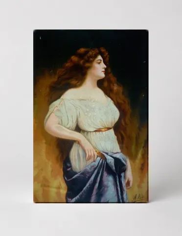 Flowing Red Hair Beauty 1900s – Victorian Belle Époque Vintage Poster Canvas Wall Art