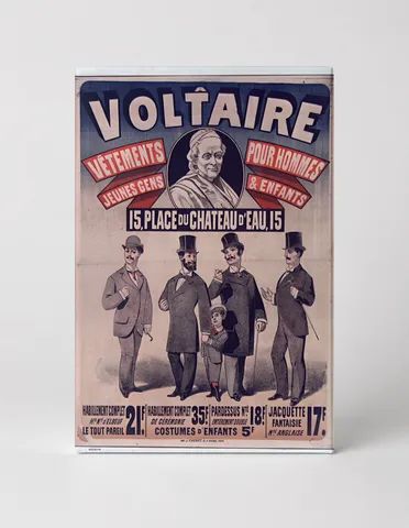 Voltaire Vêtements Pour Hommes 1880s - French Victorian Advertising Poster Wall Art