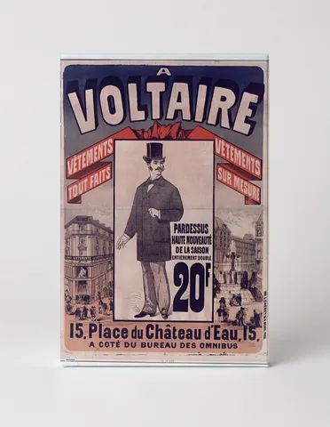 A Voltaire 1880s French Fashion Store Vintage Advertising Poster Wall Art