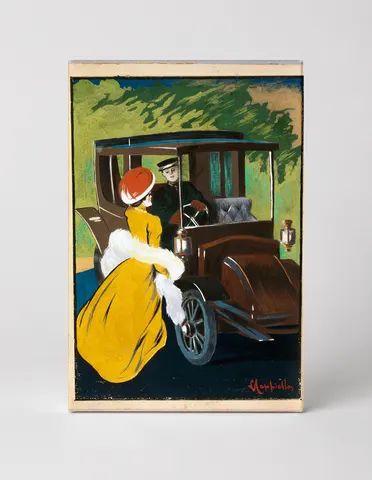 Elegant Lady & Chauffeur 1900s Belle Époque Vintage Poster Canvas Wall Art