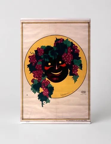 Bacchus Grape Mask 1900s Belle Epoque Vintage Poster Canvas Wall Art