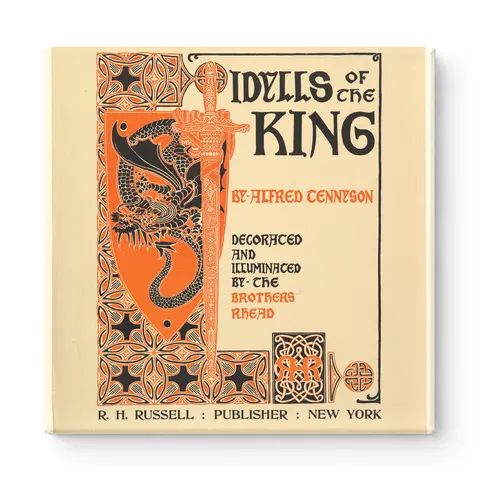 Idylls of the King 1898 - Victorian Art Nouveau Book Cover Vintage Poster Wall Art