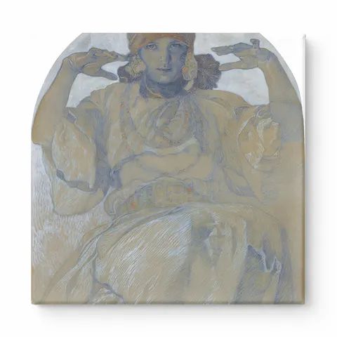 Art Nouveau Seated Woman Figure - Vintage Lithograph Poster Canvas Wall Art