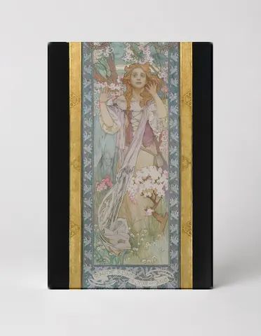 Art Nouveau Maiden with Blossoms 1900s - Vintage Lithograph Poster Wall Art