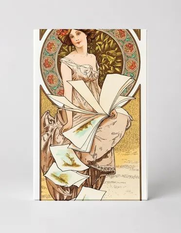 Art Nouveau Woman with Scattered Papers 1900s - Vintage Lithograph Poster Wall Art