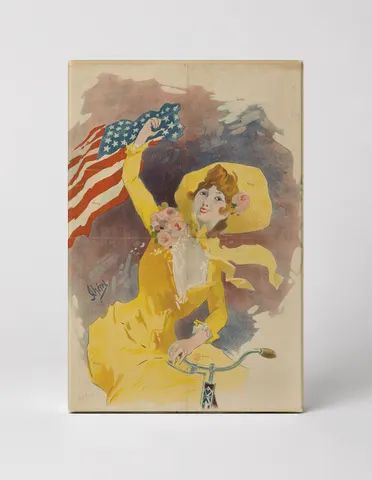American Flag Cyclist Woman 1890s - Patriotic Vintage Poster Wall Art