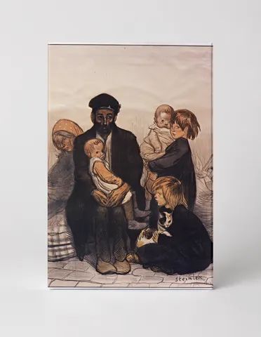 Steinlen Poor Family 1890s - Belle Époque Vintage Poster Canvas Wall Art