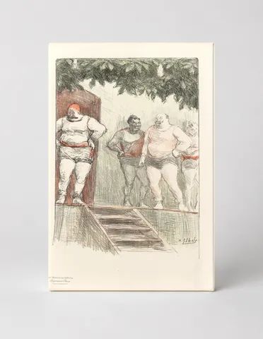 Les Hommes de l'Affiche 1900 - Vintage Circus Wrestlers Lithograph Canvas Wall Art