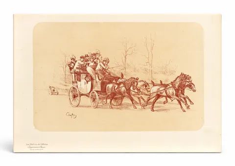 Victorian Horse-Drawn Stagecoach 1890s Lithograph Vintage Poster Wall Art