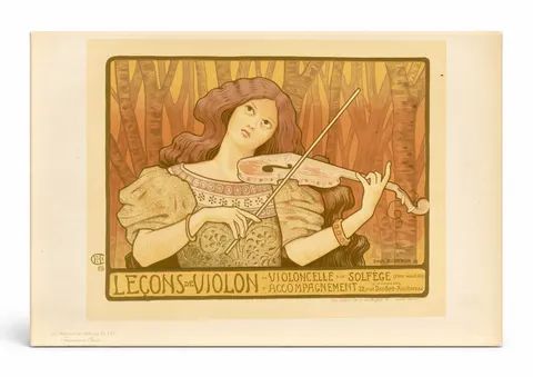 Leçons de Violon 1898 - Art Nouveau Vintage Poster Canvas Wall Art