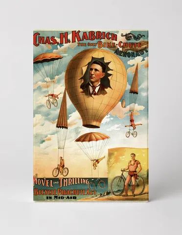 Chas. H. Kabrich Bike-Chute Aeronaut 1890s - Vintage Circus Poster Wall Art
