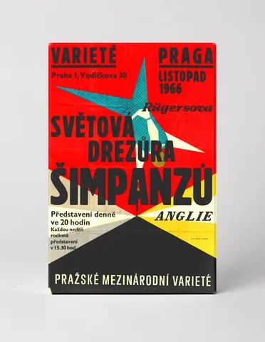 Světová Drezúra Šimpanzů 1966 Prague Varieté - Vintage Czech Circus Poster Wall Art
