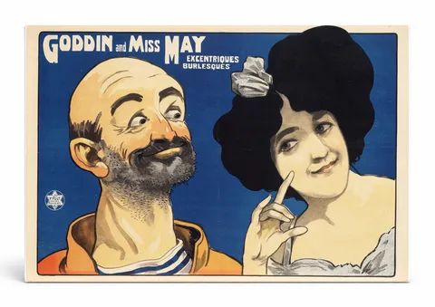 Goddin and Miss May Excentriques Burlesques - Vintage Theatre Poster Canvas Wall Art