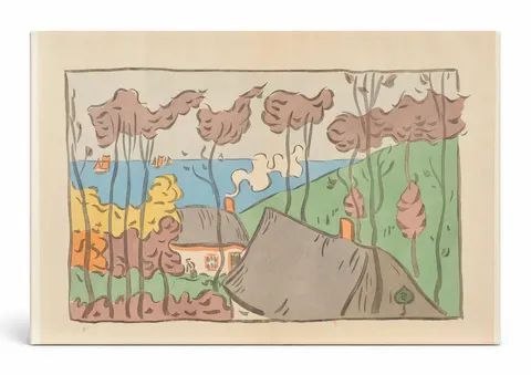 Coastal Landscape with Houses 1900s - Post-Impressionist Vintage Poster Wall Art