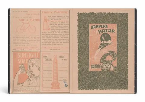 Harper's Bazar Thanksgiving 1895 - Victorian Magazine Cover Vintage Poster Wall Art