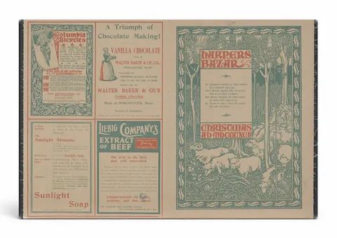 Harper's Bazar Christmas 1900 - Victorian Magazine Cover Vintage Poster Wall Art
