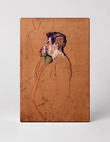 Seated Man in Profile 1890s - Post-Impressionist Vintage Sketch Wall Art