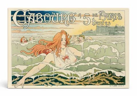 Cabourg à 5 Heures de Paris 1896 - Art Nouveau Vintage Poster Wall Art