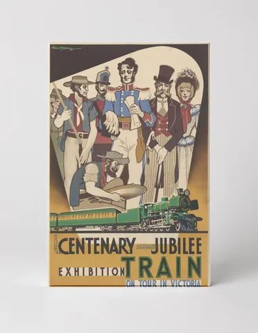 Centenary Jubilee Exhibition Train 1951 - Vintage Australian Travel Poster Wall Art