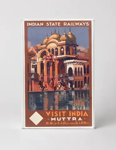 Visit India Muttra Indian State Railways 1920s Vintage Travel Poster Canvas Wall Art