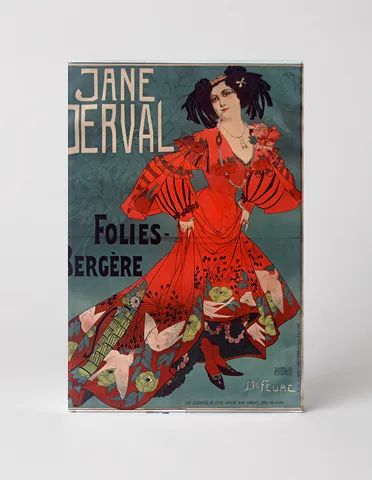 Jane Derval Folies-Bergère 1900 - Art Nouveau Vintage Poster Wall Art