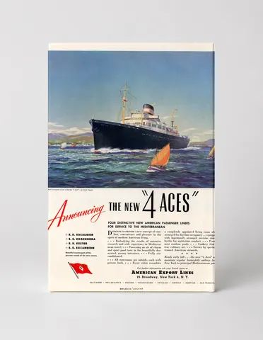 American Export Lines 4 Aces 1950s - Vintage Ocean Liner Travel Poster Canvas Wall Art