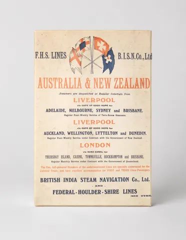 Australia & New Zealand Steam Lines 1890s - Victorian Vintage Travel Poster Wall Art