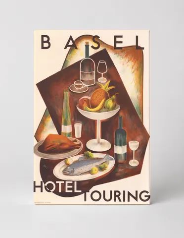 Basel Hotel Touring Vintage Food & Wine Poster Canvas Wall Art
