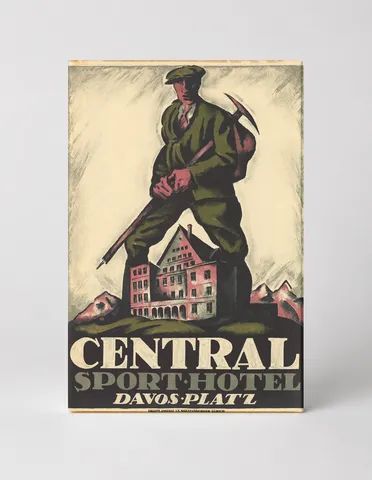 Central Sport Hotel Davos Platz - Vintage Swiss Travel Poster Canvas Wall Art