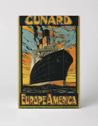 Cunard Europe America Vintage Ocean Liner Travel Poster Canvas Wall Art