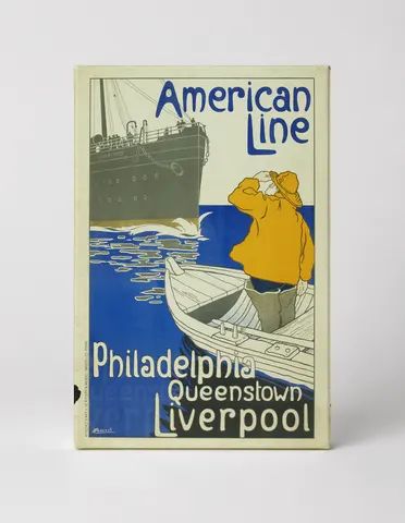 American Line Philadelphia to Liverpool 1900 - Vintage Shipping Poster Wall Art