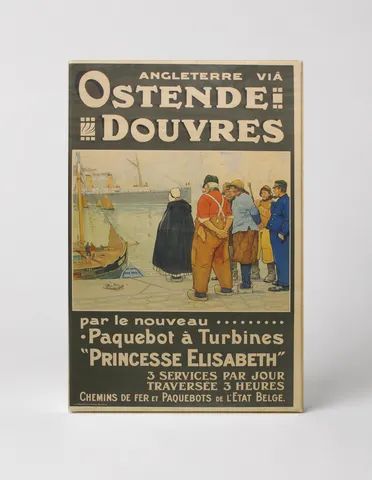 Ostende Douvres Princesse Elisabeth 1905 - Belle Époque Vintage Travel Poster Wall Art
