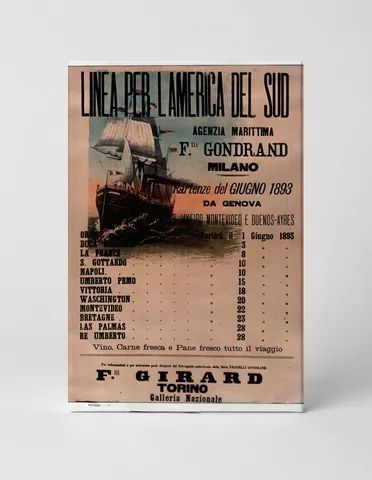 Linea Per L'America Del Sud 1893 - Vintage Italian Shipping Poster Wall Art