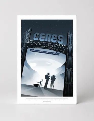 Ceres Queen of the Asteroid Belt NASA Retro Space Travel Vintage Poster Wall Art