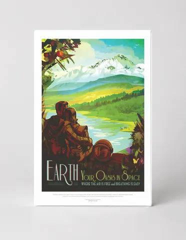 Earth Your Oasis in Space NASA Vintage Travel Poster Wall Art