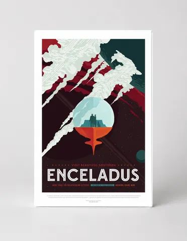 Visit Enceladus NASA Space Travel Vintage Poster Canvas Wall Art