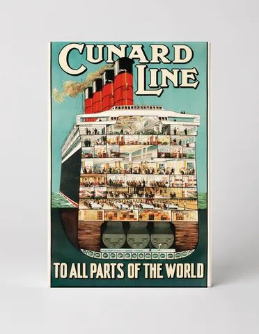 Cunard Line To All Parts of the World - Vintage Travel Poster Wall Art