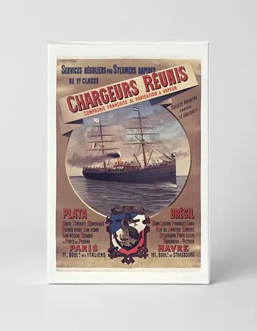 Chargeurs Réunis French Steamship Line 1890s Vintage Travel Poster Canvas Wall Art