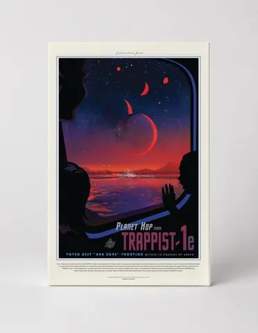 Planet Hop from TRAPPIST-1e NASA Space Travel Vintage Poster Wall Art