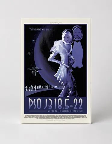 PSO J318.5-22 NASA Exoplanet Travel Poster - Vintage Space Art Canvas Wall Art
